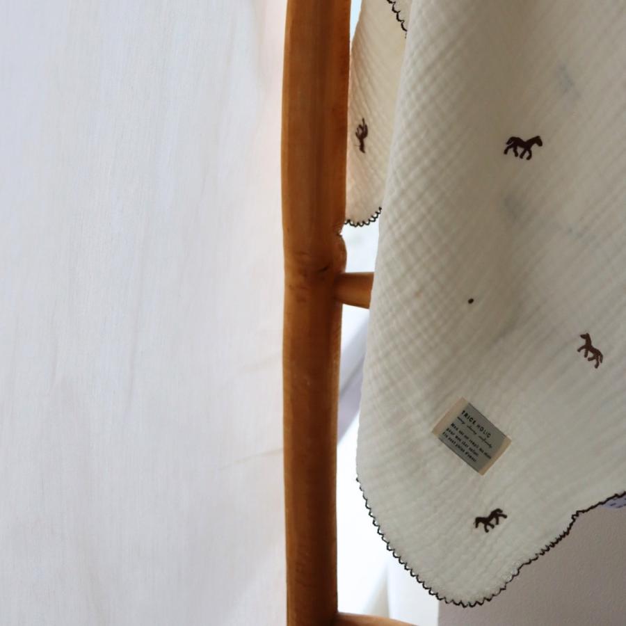 【予約販売 8/17, 20時〜8/20】【1点までネコポス可】new triple gauze  blanket　馬柄刺繍　Sサイズ（約70×85cm）3重ガーゼ　トリプル　本場韓国オリジナル |  | 14