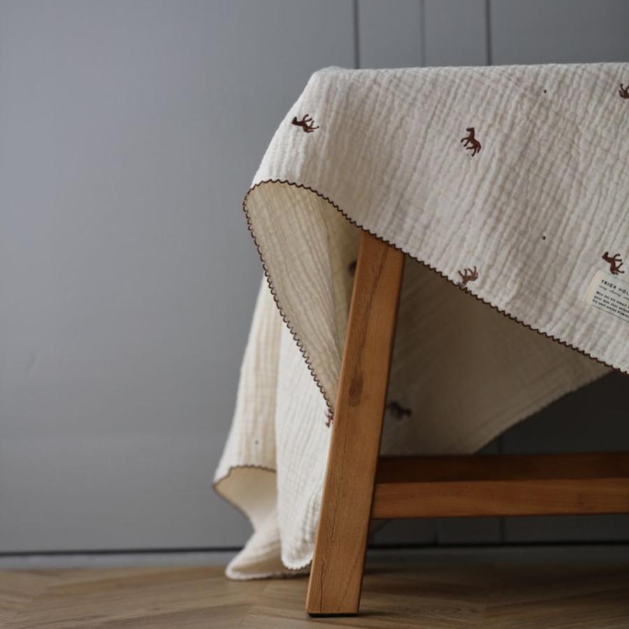 【予約販売 8/17, 20時〜8/20】【1点までネコポス可】new triple gauze  blanket　馬柄刺繍　Sサイズ（約70×85cm）3重ガーゼ　トリプル　本場韓国オリジナル |  | 17