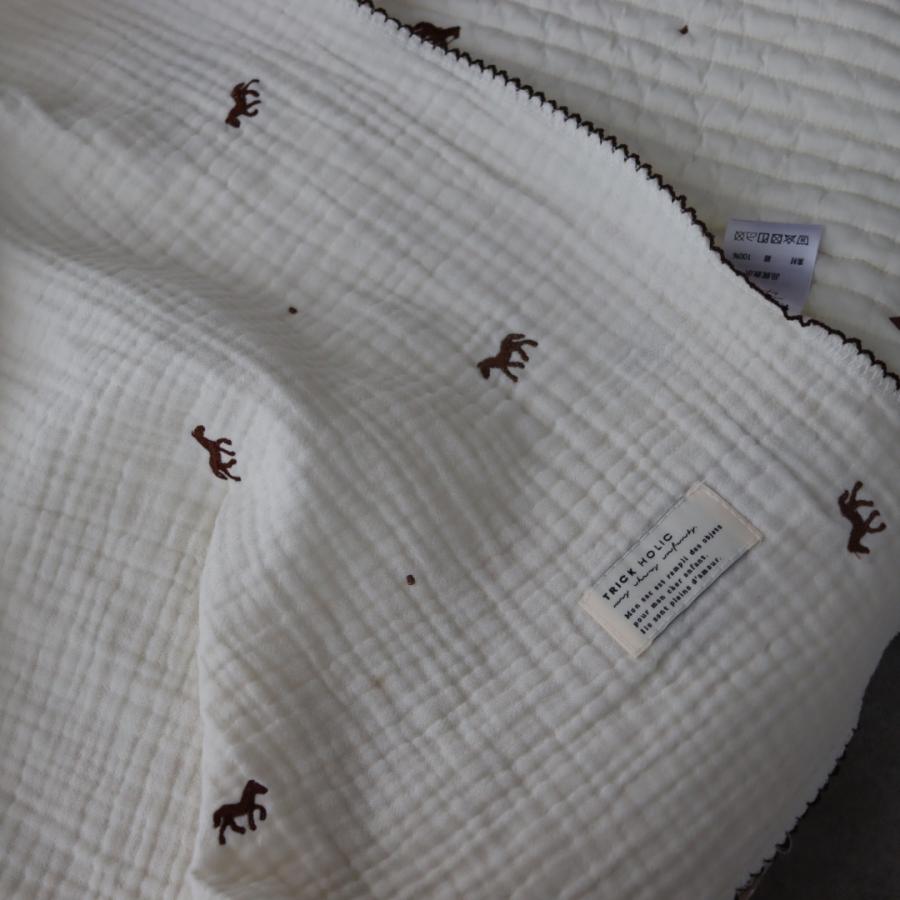 【予約販売 8/17, 20時〜8/20】【1点までネコポス可】new triple gauze  blanket　馬柄刺繍　Sサイズ（約70×85cm）3重ガーゼ　トリプル　本場韓国オリジナル |  | 03