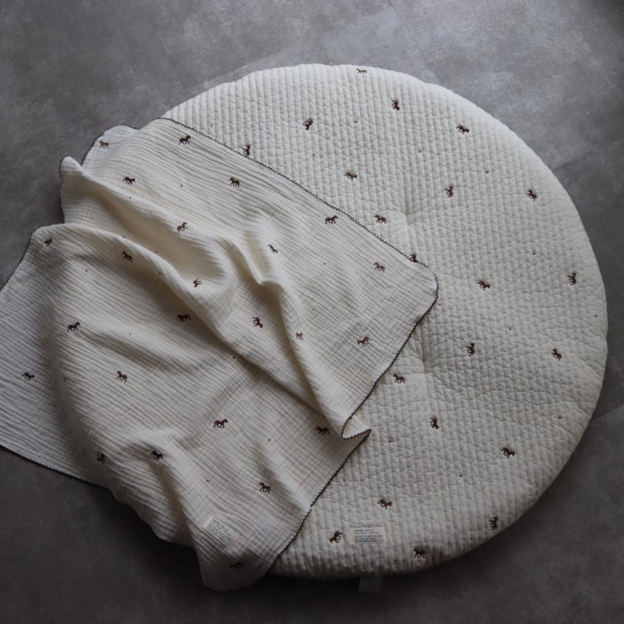 【予約販売 8/17, 20時〜8/20】【1点までネコポス可】new triple gauze  blanket　馬柄刺繍　Sサイズ（約70×85cm）3重ガーゼ　トリプル　本場韓国オリジナル |  | 09