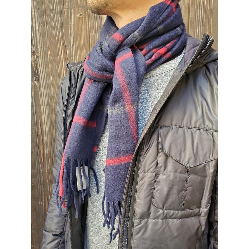 J.Crew ジェイクルー Patterned Cashmere Scarf カシミヤ ストール マフラー チェック 紺【ゆうパケット対応