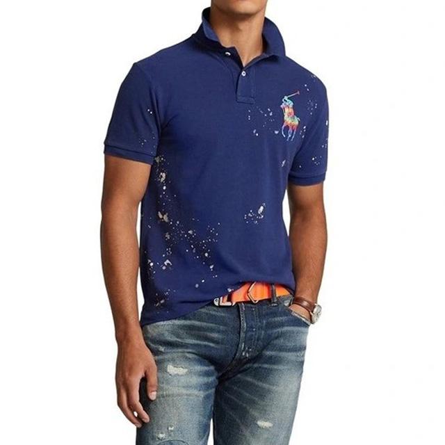 ポロラルフローレン 半袖 デニムポロシャツ ヴィンテージ加工 ペイント 極美品 POLO RALPH LAUREN（ポロ・ラルフローレン） Polo Ralph Lauren Custom