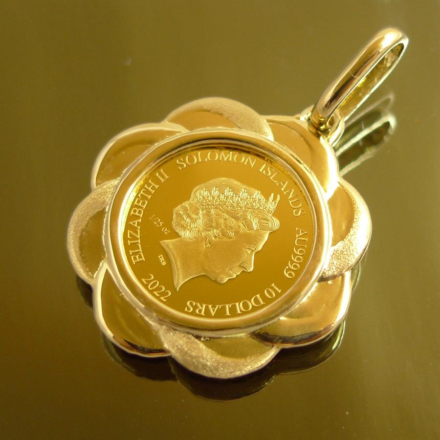 純金 k24 ホース コイン ペンダントトップ ソロモン 金貨 24金 1/25