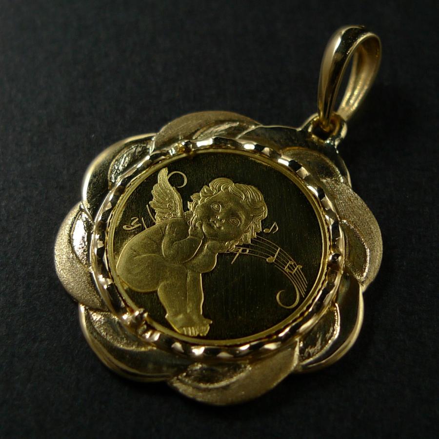 TRIDEA JEWELRY 純金 k24 エンジェル コイン ペンダントトップ 