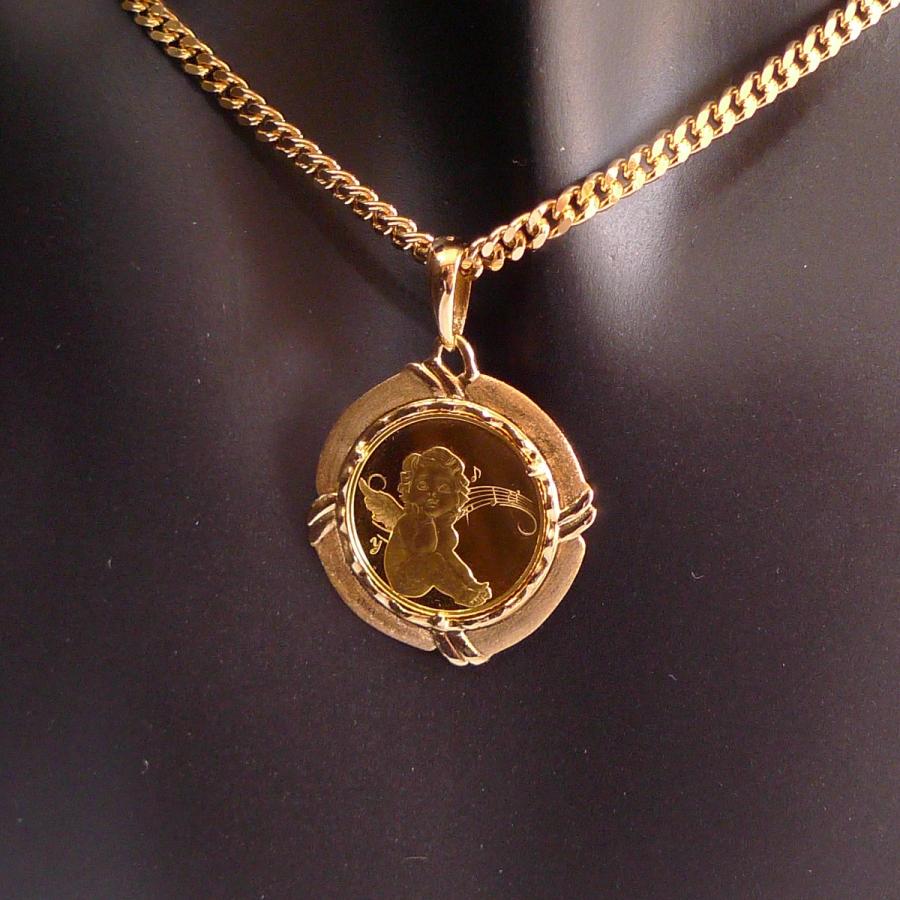 純金　コイン型　ペンダントトップ　エンジェル 楽天市場】【在庫限り】 純金 エンジェル 天使 2.5g 金貨 コイン