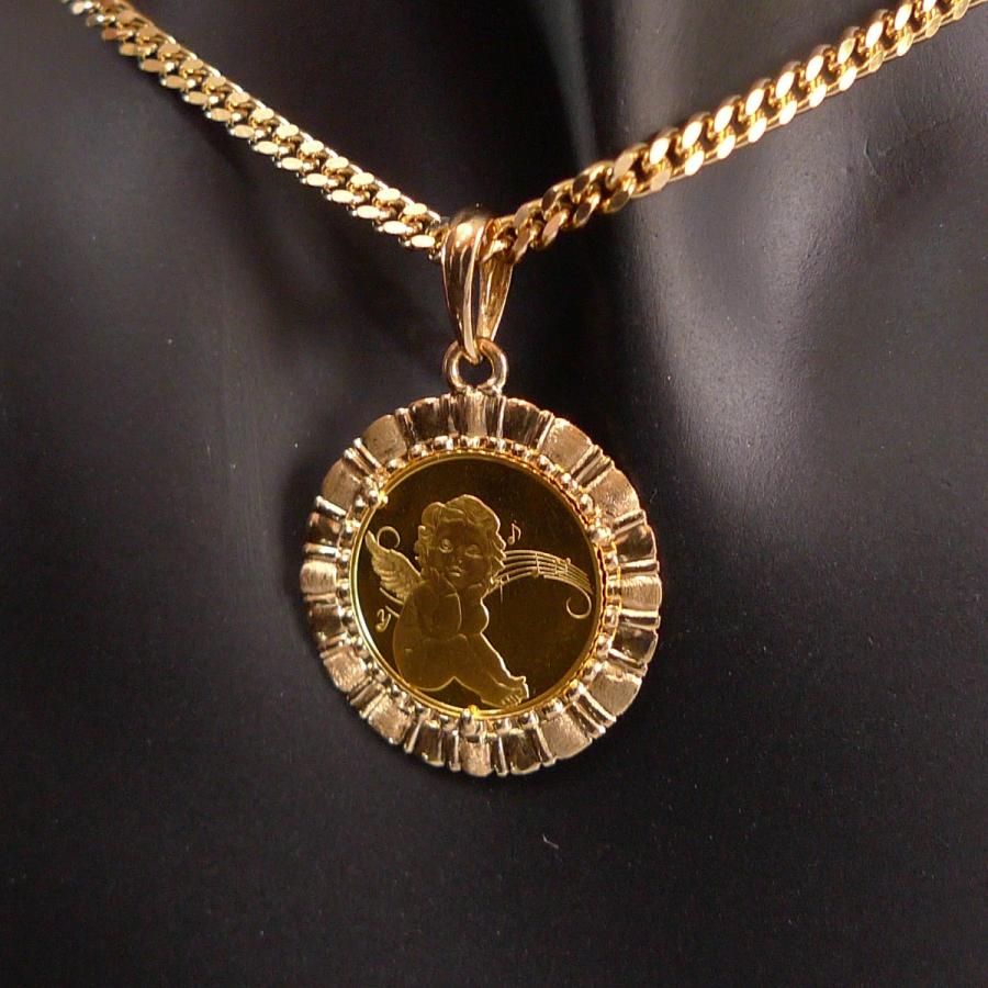 純金 k24 エンジェル コイン ペンダントトップ ソロモン 金貨 24金 1/25オンス 3.2g 天使 エリザベス2世 メンズ レディース プレゼント ギフト 爆買の画像