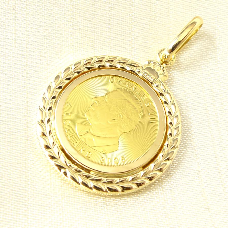 純金 k24 メープル コイン ペンダントトップ 金貨 24金 1/10オンス 受注生産1か月 5g エリザベス2世からチャールズへ メンズ  レディース プレゼント ギフト 爆買