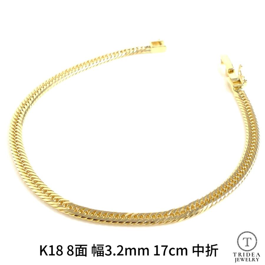 TRIDEA JEWELRY 18金 喜平 ブレスレット 4.7g 17cm 8面 トリプル 