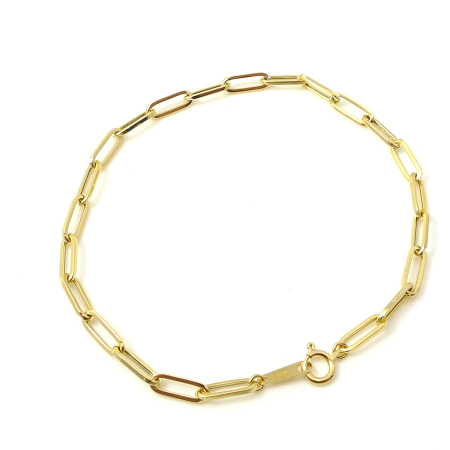 TRIDEA JEWELRY 18金 ペーパークリップ チェーン ブレスレット 幅3mm