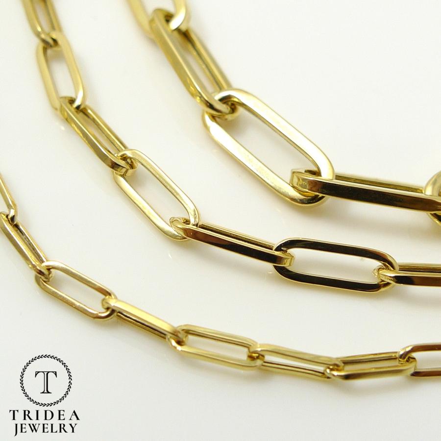 TRIDEA JEWELRY 18金 ペーパークリップ チェーン ネックレス 幅
