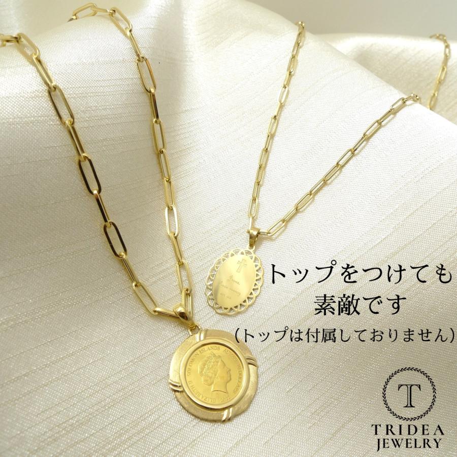 K18 18金 18k YG ペーパークリップ ネックレス 40cm k18 ネックレス チェーン ペーパークリップ 40cm デザイン