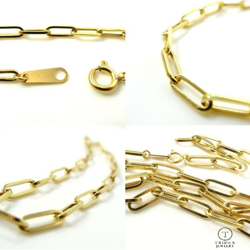 TRIDEA JEWELRY 18金 ペーパークリップ チェーン ネックレス 幅 TRIDEA JEWELRY 18金 ペーパークリップ チェーン ネックレス 幅