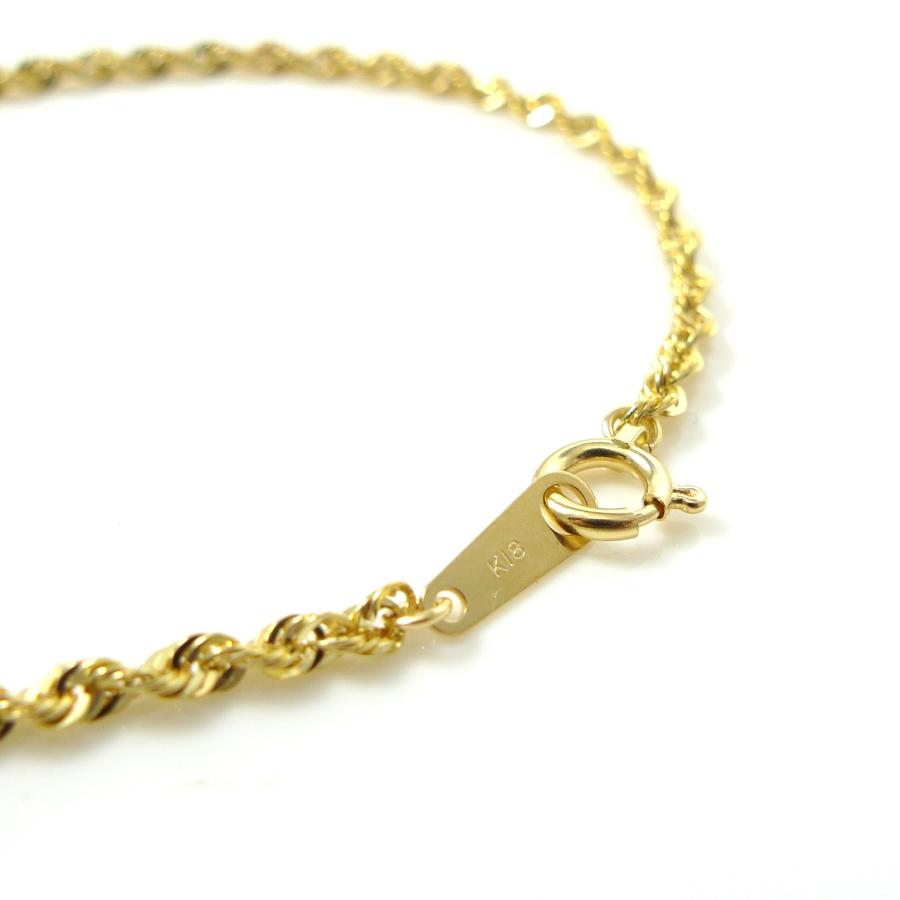 TRIDEA JEWELRY 18金 ロープ チェーン ブレスレット 幅1.9mm 17cm 0.8g
