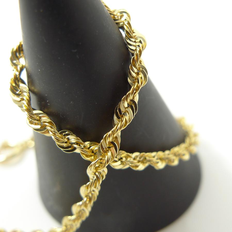 K18 ロープ　ブレスレット 17cm パイプロープブレスレット K18 幅5mm 17cm ロープ チェーン