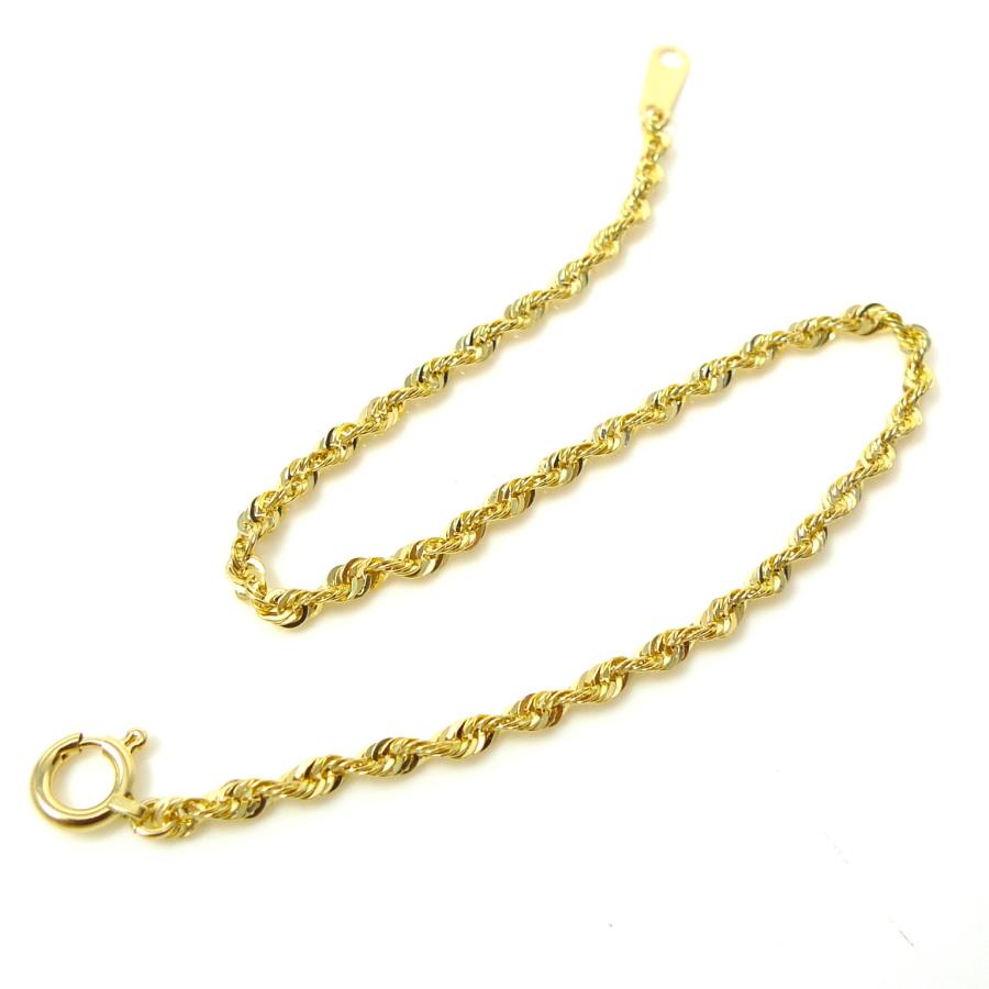TRIDEA JEWELRY 18金 ロープ チェーン ブレスレット 幅1.9mm