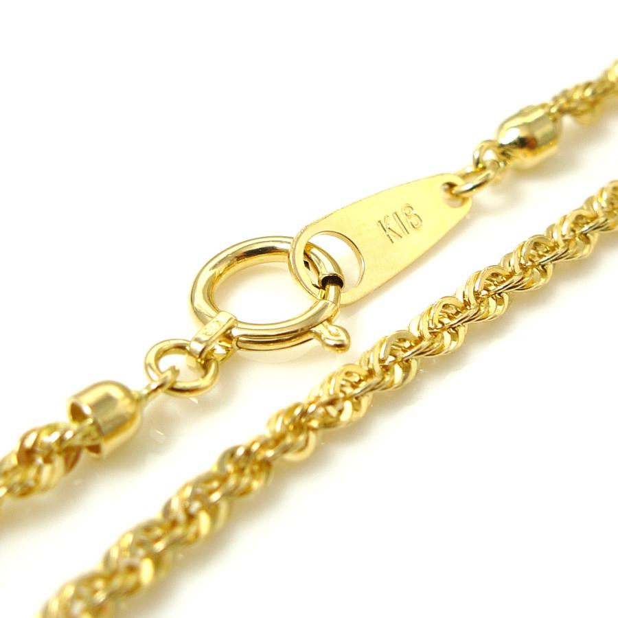 18金 ロープ チェーン ダブル ブレスレット 幅2mm 18cm 1.2g K18 ロープチェーン 国産 縄 k18 レディース プレゼント パイプ ツイスト 中空 爆買_1