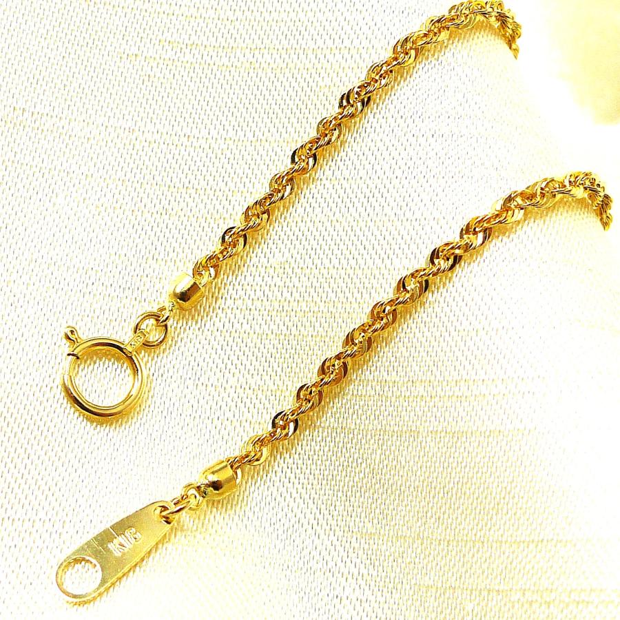 18金 ロープ チェーン ダブル ブレスレット 幅2mm 18cm 1.2g K18 ロープチェーン 国産 縄 k18 レディース プレゼント パイプ ツイスト 中空 爆買_2