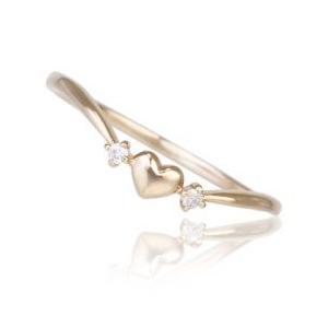 K18PGプチハート・ダイヤリングピンクゴールド金受注生産20-1375 プレゼント ギフト