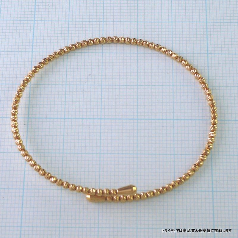 ミラーボール バングル 18金 ピンクゴールド PG k18 ブレス ミラーカット 幅2mm 18cm 2.9g ダイヤカット 形状記憶 メンズ レディース プレゼント 爆買の画像