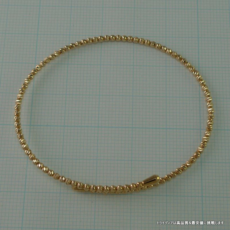 ミラーボール バングル 18金 ピンクゴールド PG k18 ブレス ミラーカット 幅2mm 20cm 3.1g ダイヤカット 形状記憶 メンズ レディース プレゼント 爆買の画像