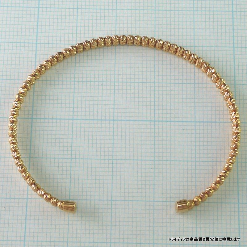 ミラーボール バングル 18金 ピンクゴールド PG k18 ブレス ミラーカット 幅4mm 13cm 4.6g ダイヤカット 形状記憶 メンズ レディース プレゼント 爆買の画像