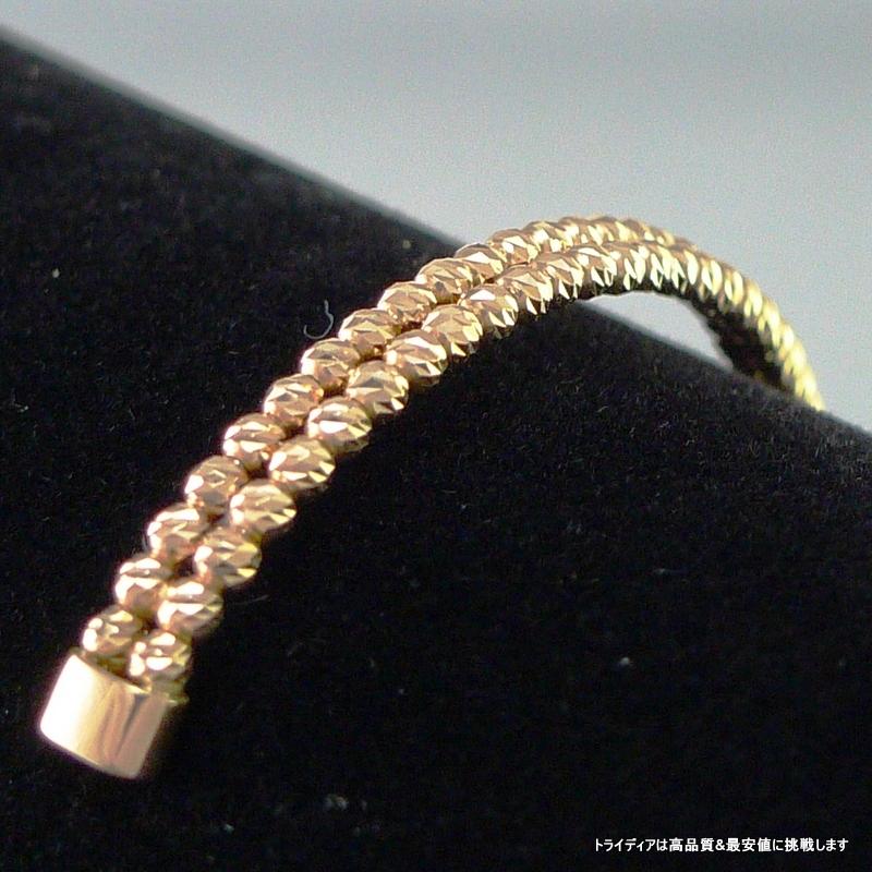 ミラーボール バングル 18金 ピンクゴールド PG k18 ブレス ミラーカット 幅4mm 15cm 5g ダイヤカット 形状記憶 メンズ レディース プレゼント 爆買の画像