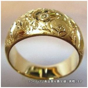 TRIDEA JEWELRY K18 月形 松竹梅 11g 金 マリッジ リング 結婚 指輪