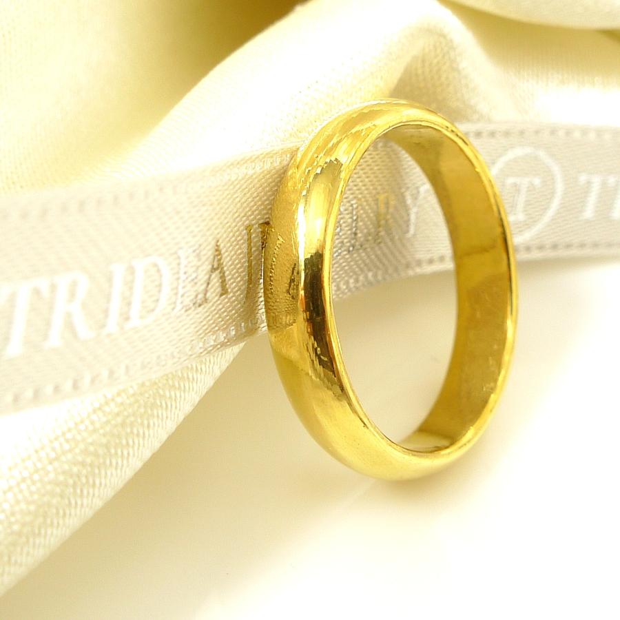 TRIDEA JEWELRY K24 純金 甲丸 4mm 5g 金 マリッジ リング 結婚 指輪