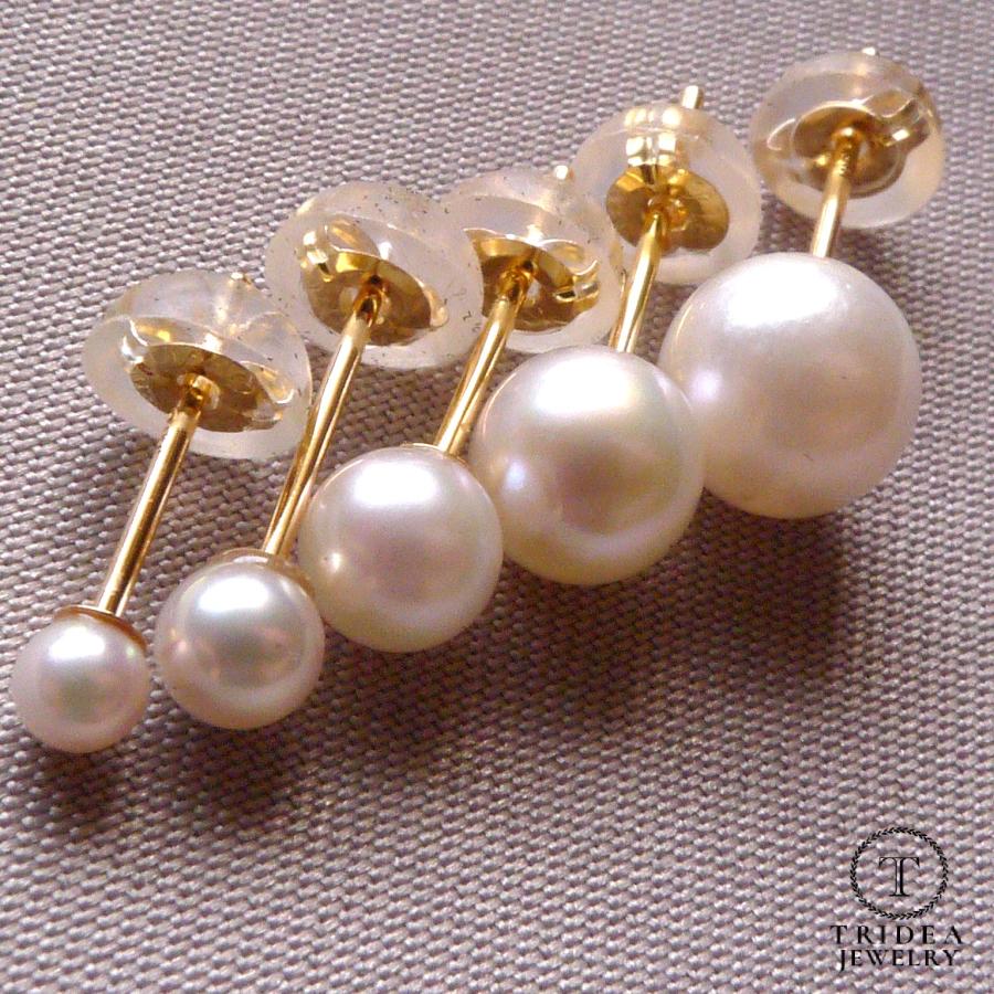 TRIDEA JEWELRY K18 アコヤ ベビー パール ピアス 5mm 真珠 一粒 TRIDEA JEWELRY K18 アコヤ ベビー パール ピアス 5mm 真珠 一粒