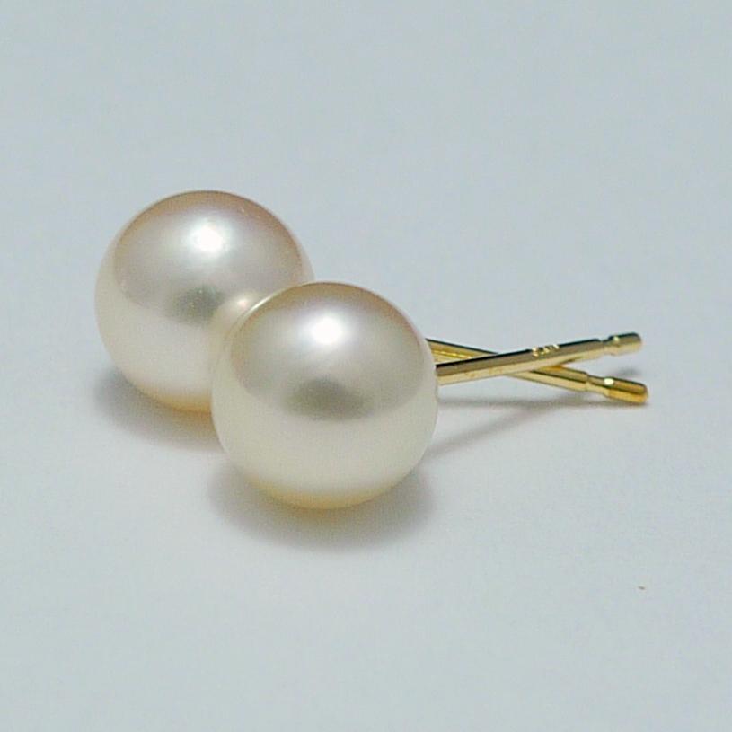 TRIDEA JEWELRY K18 アコヤ ベビー パール ピアス 6mm 真珠 一粒 akoya