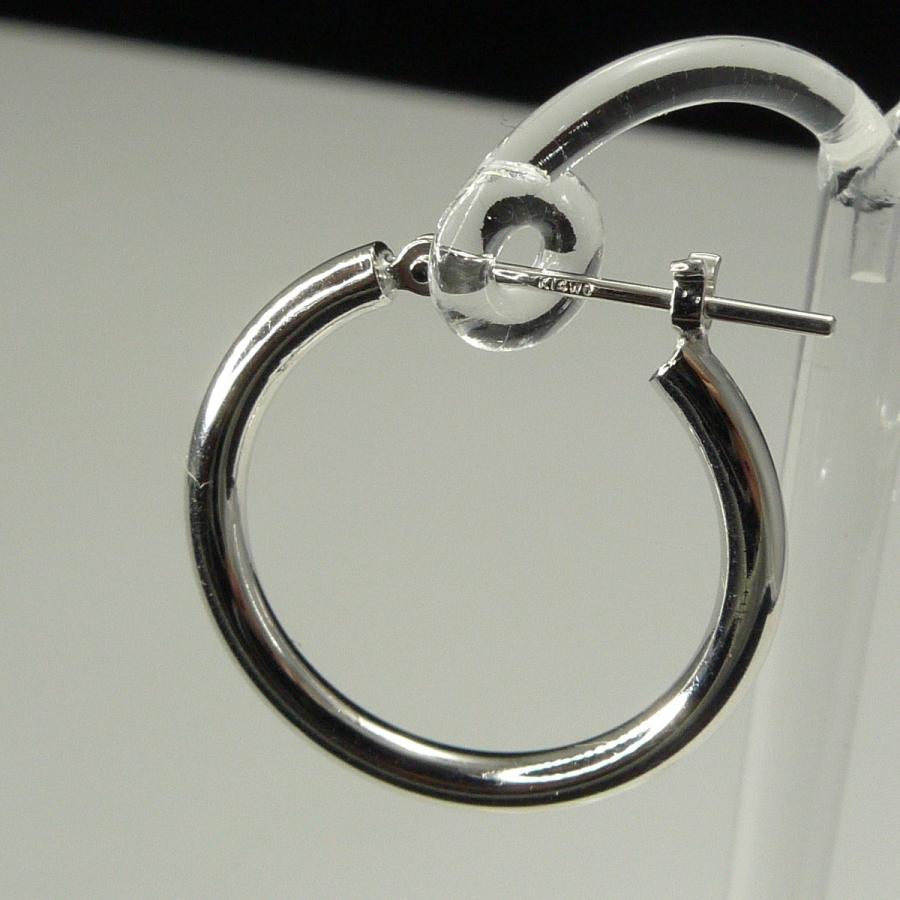 14金 ホワイトゴールド k14 WG フープピアス 小さめ 国産 幅1.5mm 外径8mm 両耳 1ペア 2個 レディース メンズ リング パイプ ピアス 爆買_1