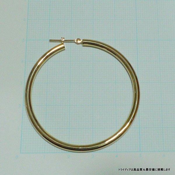 k18 フープ ピアス 18k 18金 レディース 幅3mm 外径50mm 両耳 パイプピアス リングピアス 地金ピアス 大きめ プレゼント ギフト 爆買の画像