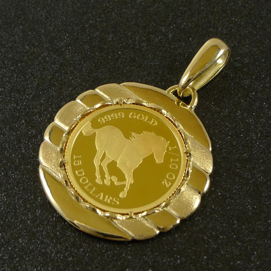 K24 純金 1/10oz エリザベスⅡ世 ツバルホース ペンダントトップ