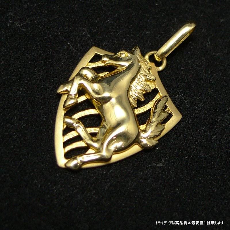 K18 イエローゴールド 跳ね馬 チャーム ペンダントトップ TRIDEA JEWELRY（トライディアジュエリー） K18 紋章型 跳ね馬モチーフ