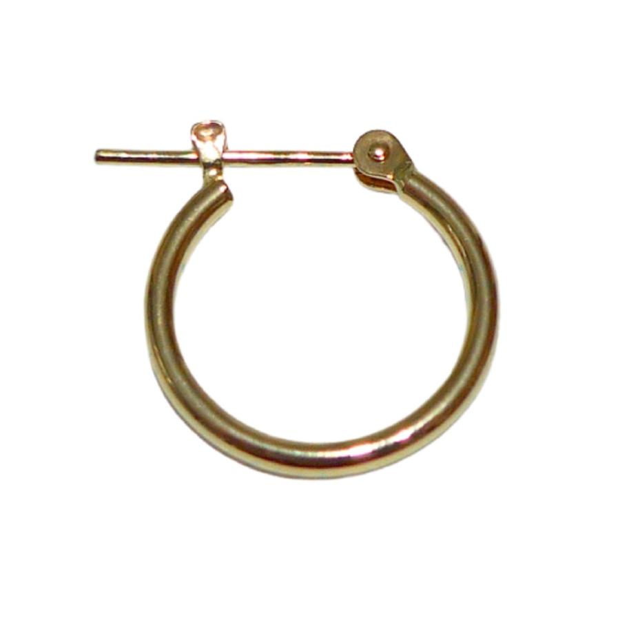 18金 フープピアス 小さめ 幅1.5mm 外径15mm イエローゴールド 片耳 1
