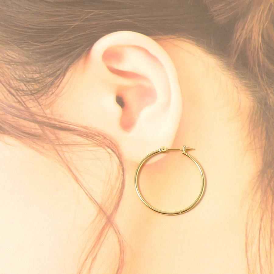 18金 フープ ピアス 幅1mm 外径25mm イエローゴールド 両耳 ペア 2個 レディース メンズ シンプル 華奢 18k 爆買_1