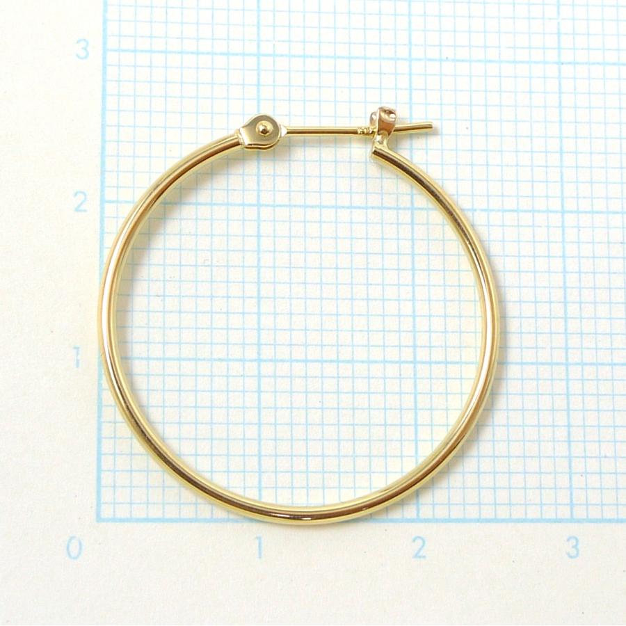 18金 フープ ピアス 幅1mm 外径25mm イエローゴールド 両耳 ペア 2個 レディース メンズ シンプル 華奢 18k 爆買_3