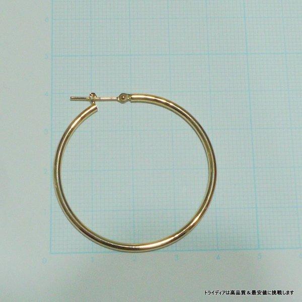 ★18金 フープ ピアス 幅2mm 外径40mm イエローゴールド 両耳 ペア TRIDEA JEWELRY 18金 フープ ピアス 幅2mm 外径40mm イエロー