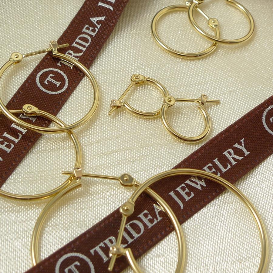 18金　デザインフープ　シンプルフープ　ピアス　片耳用　2個セット　小さめ TRIDEA JEWELRY 18金 フープピアス 大きめ 幅2mm 外径60mm