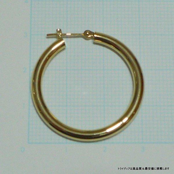 TRIDEA JEWELRY 18金 フープピアス 幅3mm 外径30mm イエロー