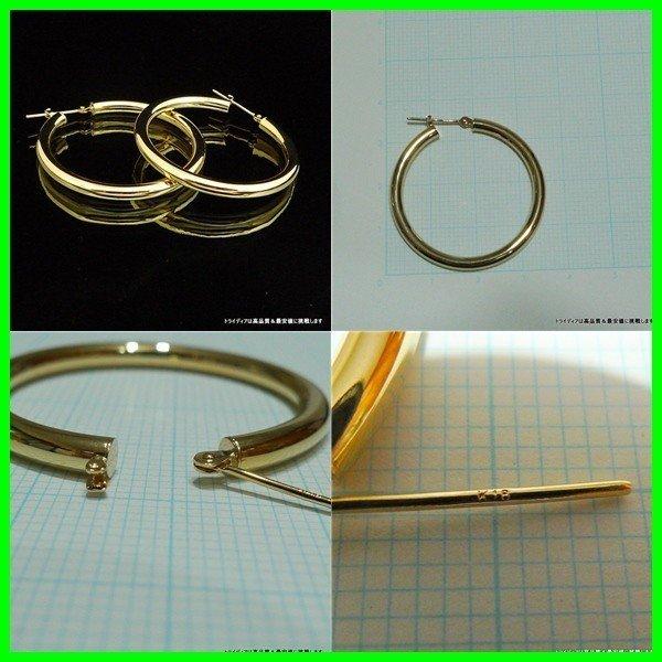 TRIDEA JEWELRY 18金 フープ ピアス 幅3mm 外径35mm イエロー TRIDEA JEWELRY 18金 フープ ピアス 幅3mm 外径35mm イエロー