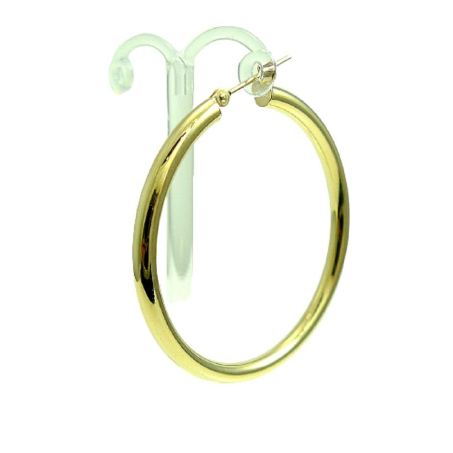 K18YG 18金 フープピアス 幅3mm 外径30mm イエローゴールド片耳