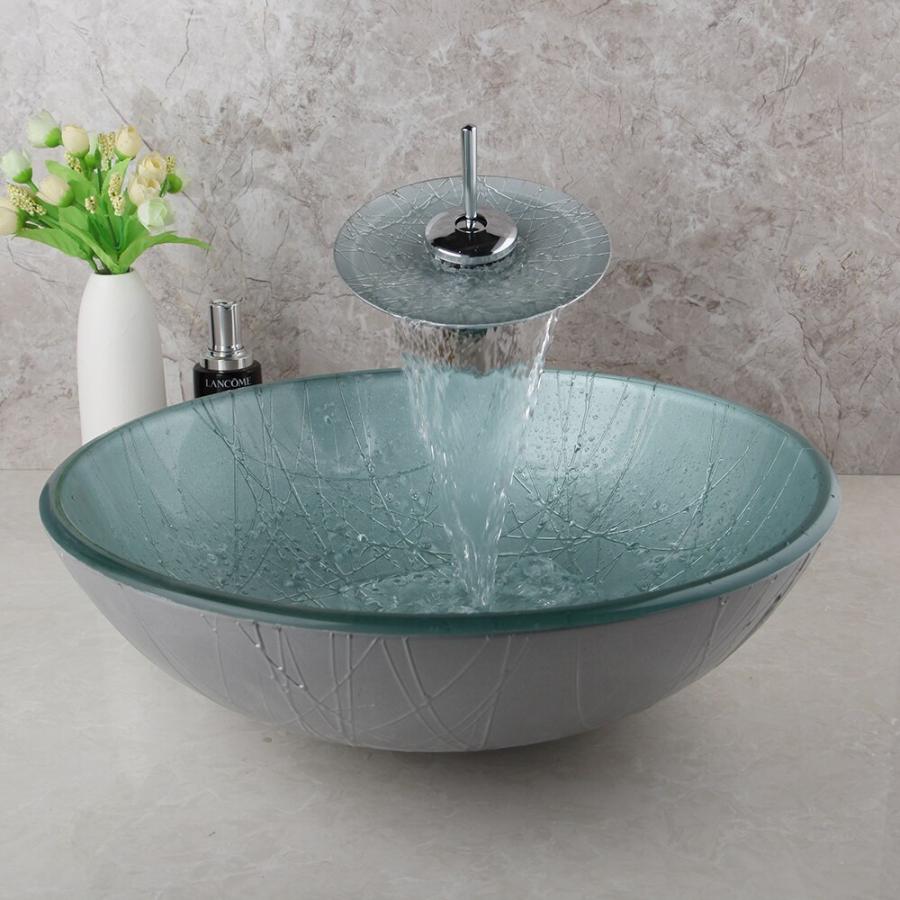 洗面ボウル 洗面台 おしゃれ 安い 置き型 ガラス 丸形 ヒスイ風 