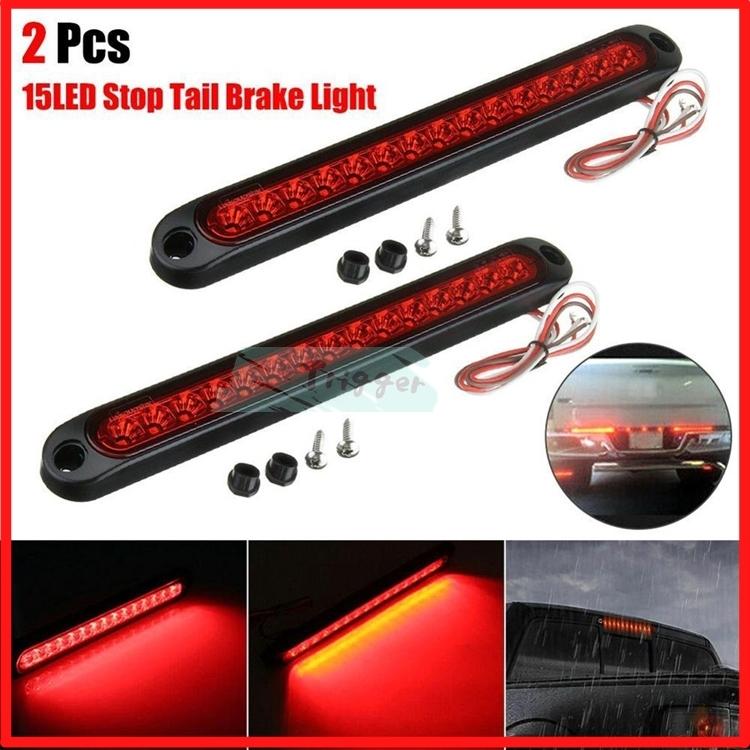 21新作モデル Ledライトバー 2個 15led 赤 テールライト クリアランスランプ ストリップ サイドマーカー ストップ ターン ブレーキ 車 トレーラー トラック カーアクセサリー Aynaelda Com