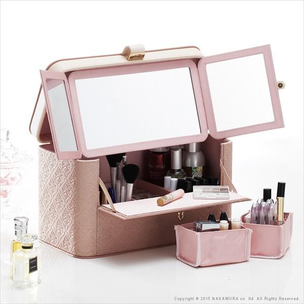 メイクボックス(ARABESQUE)アラベスク(ワイドサイズ)/バニティケース コスメ 三面鏡 ドレッサー 化粧品収納 かわいい おしゃれ
