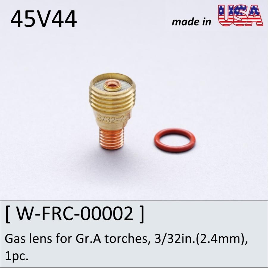 Tig溶接トーチ部品 2.4ガスレンズ  コレットボディー #9 #20 FURICK CUP  Gas lens for Gr.A torches,  3/32in.(2.4mm), 1pc. (45V44)｜trine-shop