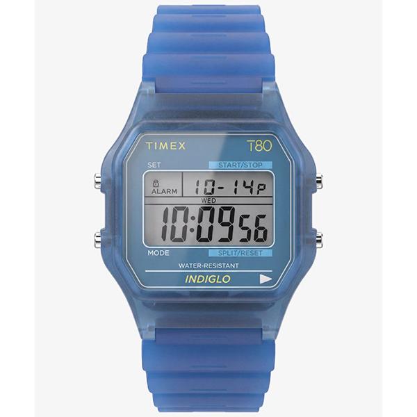 TIMEX タイメックス  T80　トランスルーセント ブルー クラシック・デジタル INDIGLOバックライト搭載 超軽量 TW2Y34200 メンズ 腕時計 国内正規品 送料無 | TIMEX