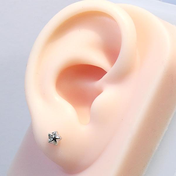 星 ピアス 5mm ホワイトゴールド 18KWG 両耳 1ペア レディース 女性 