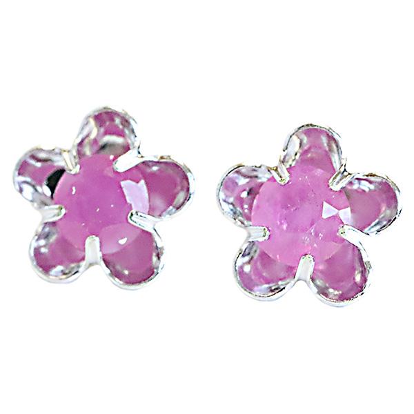 フラワー ルビー スタッドピアス 7月誕生石 K14WG 花ピアス ルビー