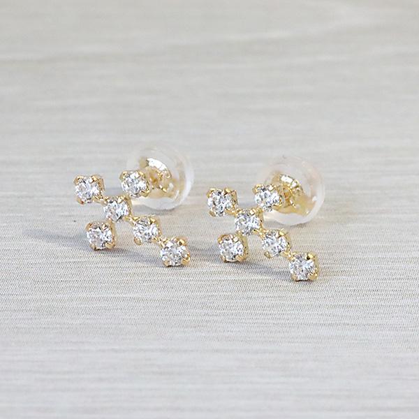267244）18k キュービックピアス クロス 十字 18金 K18 スーパー 